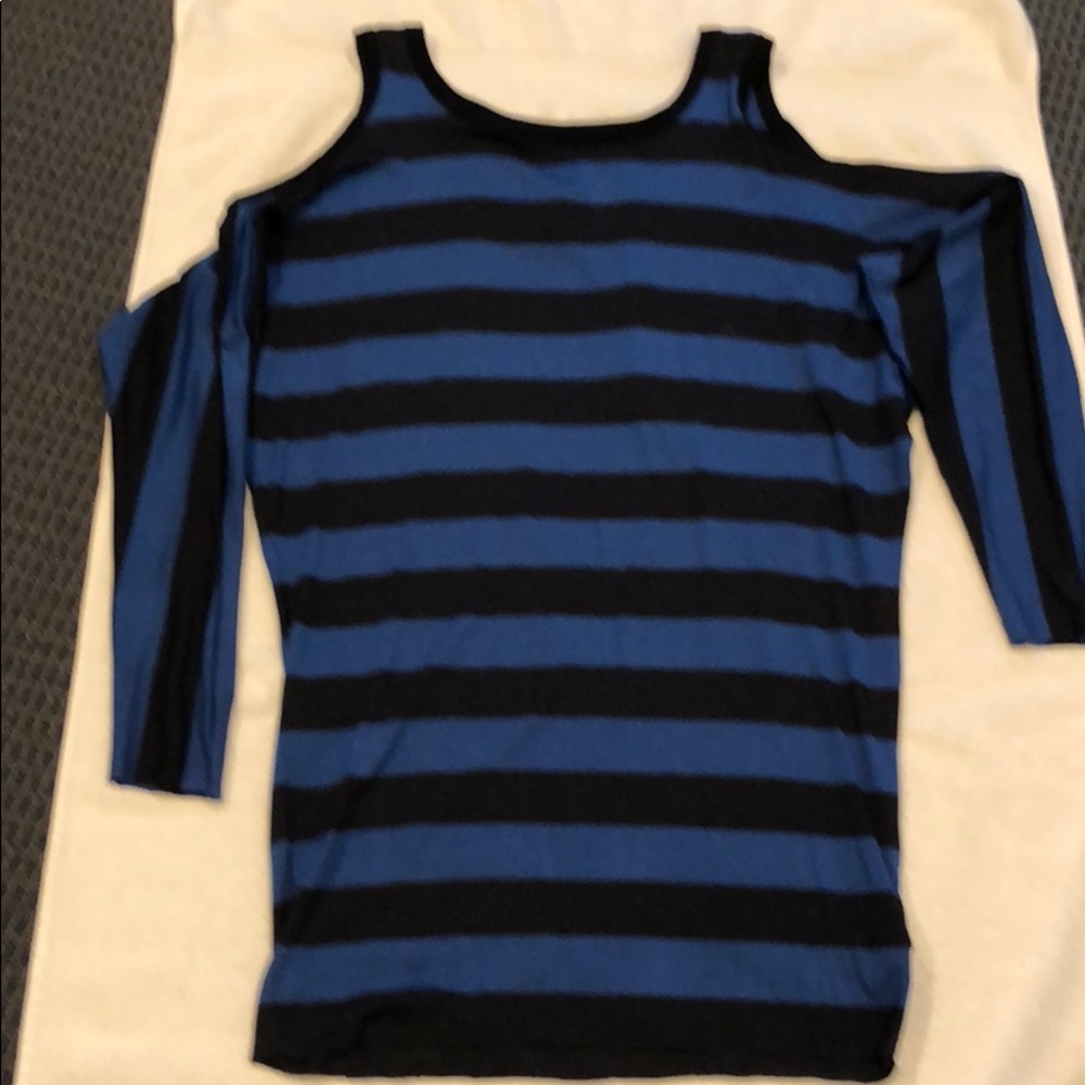 Striped cold shoulder top
